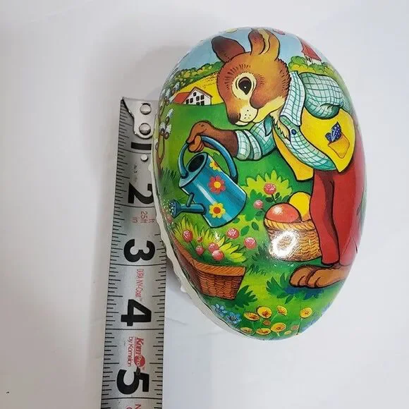 Adorable Vintage Paper Mache Easter Egg Container Box 4" Made in Germany - Picture 8 of 9